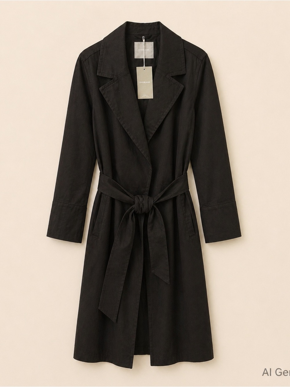 Everlane Black Belted Trench Coat